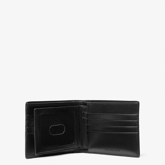Michael Kors Pebbled Leather and Logo Billfold Wallet - BLACK/CAM - 36F4LGFF1L - Picture 3 of 4